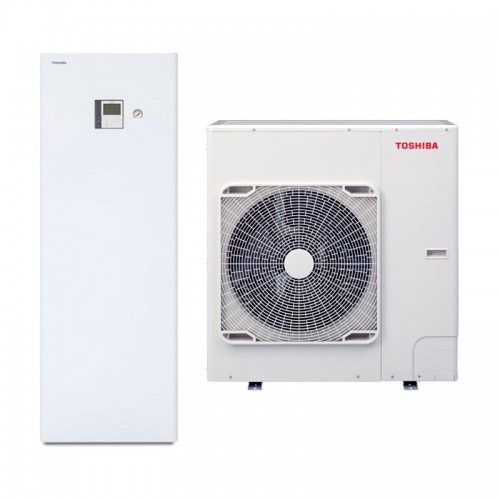 Toshiba Inverter Estia R32 All In One HWT-801HRW-E / HWT-1101F21ST9W-E Αντλία Θερμότητας Μεσαίων Θερμοκρασιών (65⁰C) ~ 6,00/8,00kw - 1ph/3ph - A++/A+++ (9kw)
